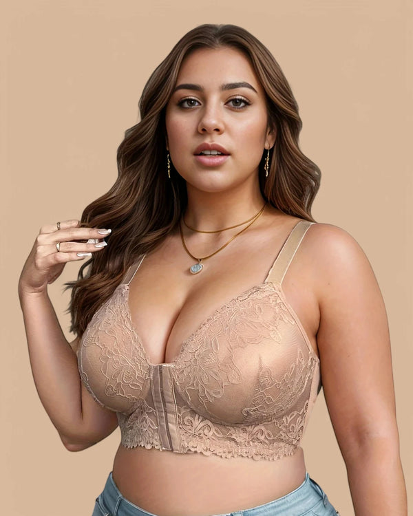 Brasier Bralette Push-Up Con Encaje Y Cierre Frontal Dondiego - Brallete Brasier Push-Up