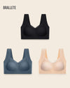 Brasier Top Sin Varillas y Sin Costuras - Kit 3 piezas Negro + Nude + Azul Brasier Top