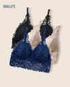 Brasier Bralette de Encaje Sin Varillas y Con Relleno – Compra 2 y Llévate 3 Negro + Azul + Nude Brasier Bralette