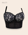 Brasier Push-Up Longline Sin Relleno Heliantia - Brallete Negro Brasier Longline Modelador