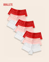 Panty Ice Silk Con Encaje Cintura Alta Palermo - Kit 9 Piezas 3x Rojo + 3x Rosa + 3x Blanco Panties