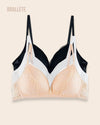 Brasier Bralette Sin Varillas Venecia - Compra 2 y Lleva 3 Negro + Blanco + Nude Brasier Bralette