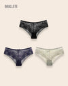 Panty Con Encaje Cintura Alta Corsica - Compra 2 y Lleva 3 Negro + Azul + Verde Panties