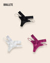 Panty Con Encaje Cintura Baja Capri - Kit 3 Piezas Negro + Blanco+ Rosa Panties