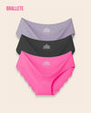 Panty Sin Costuras Cintura Baja Lily - Kit 3 Piezas Negro + Lila + Rosa Panties