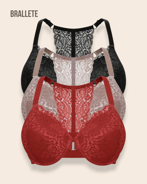 Brasier Bralette Racerback Copacabana - Compra 2 y Lleva 3 Rojo + Nude + Negro Brasier Bralette