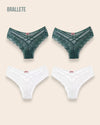 Panty Con Encaje Cintura Regular Florence - Kit 4 Piezas 2x Verde + 2x Blanco Panties