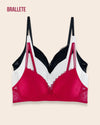 Brasier Bralette Sin Varillas Venecia - Compra 2 y Lleva 3 Negro + Blanco + Rojo Brasier Bralette