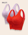 Brasier Longline Con Encaje Sin Varillas – Compra 1 y Llévate 2 Rosa + Rojo Brasier Longline