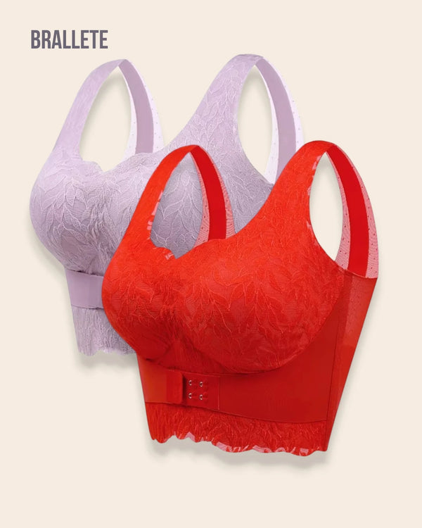 Brasier Longline Con Encaje Sin Varillas – Compra 1 y Llévate 2 Rosa + Rojo Brasier Longline