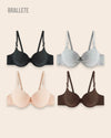 Brasier Push-Up Con Varillas Campánula - Kit 4 Piezas Negro + Gris + Nude + Marrón Brasier Push-Up