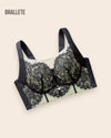 Brasier Longline con Costuras y Alto Soporte - Brallete Negro Brasier Longline