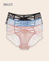 Panty Con Encaje Cintura Regular Verona - Kit 3 Piezas Negro + Azul + Rosa Panties