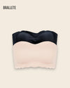 Brasier Plus-Size Sin Tirantes y Copas Removibles - Compra 1 y Llévate 2 Negro + Nude Brasier Sin Tirantes