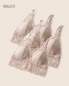 Brasier Bralette de Encaje Sin Varillas y Con Relleno – Compra 2 y Llévate 3 3x Nude Brasier Bralette