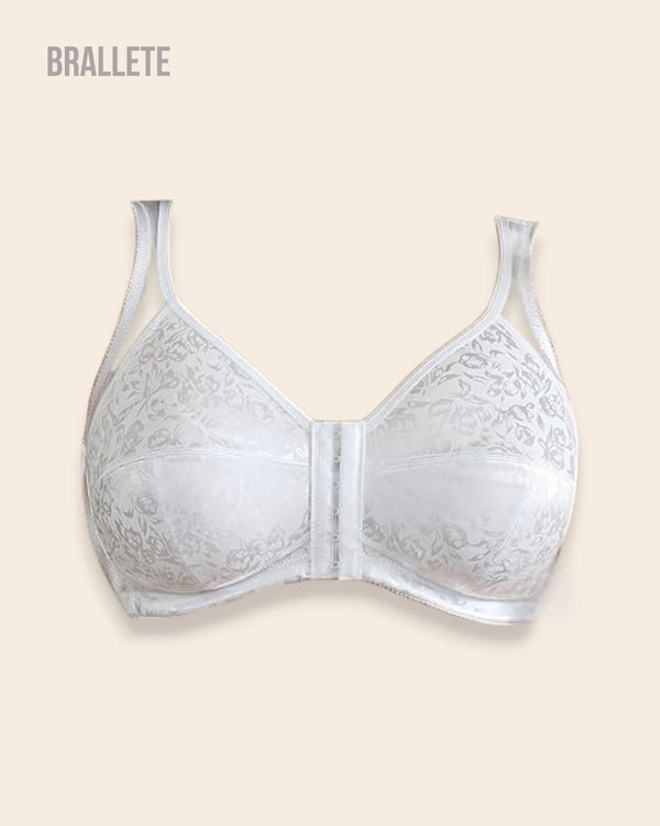 Brasier Bralette Sin Varillas Con Cierre Frontal Floranza - Brallete Blanco Brasier Bralette