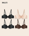 Brasier Push-Up Con Varillas Campánula - Kit 4 Piezas 2x Negro + Nude + Marrón Brasier Push-Up