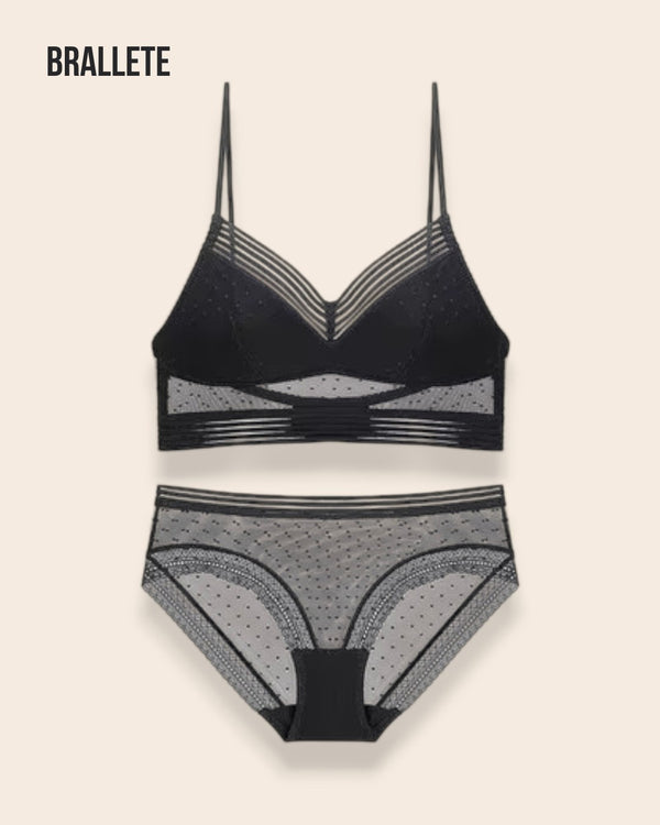 Conjunto Lencería Sin Relleno Valerie - Brallete Negro Conjunto de Lencería