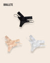 Panty Con Encaje Cintura Baja Capri - Kit 3 Piezas Negro + Nude + Blanco Panties