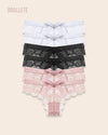 Panties Con Encaje Cintura Baja Iris - Compra 3 y Lleva 6 2x Blancas + 2x Negras + 2x Rosas Panties