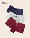 Panty Con Encaje Cintura Regular Camellia - Kit 3 Piezas Blanco + Azul + Rojo Panties