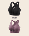 Brasier Deportivo con Cierre Frontal y Relleno Removible - Kit 2 Brasieres Negro + Morado Talla de Copa única Brasier Deportivo