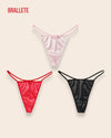 Panty Sin Costuras Cintura Baja Tulip - Compra 1 y Lleva 3 Rosa + Rojo + Negro Panties