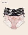 Panty Con Encaje Cintura Regular Verona - Kit 3 Piezas 2x Negro + Rosa Panties