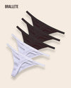 Panty Sin Costuras Cintura Baja Daisy - Kit 5 Piezas 3x Negro + 2x Blanco Panties