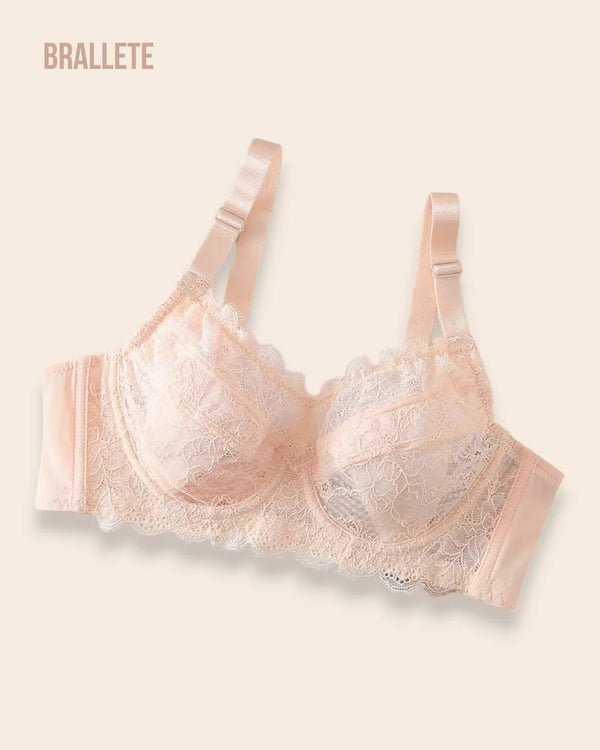 Brasier Bralette de Encaje con Varillas Flexibles y Soporte Alto - Brallete Rosa Brasier Bralette