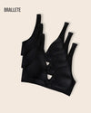 Brasier Top Sin Varillas con Rellenos Removibles – Kit 3 Brasieres 3x Negro Brasier Top
