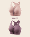 Brasier Deportivo con Cierre Frontal y Relleno Removible - Kit 2 Brasieres Morado + Nude Talla de Copa única Brasier Deportivo