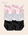 Panties Sin Costuras Cintura Alta Cianita - Kit 6 Piezas Rosa + Gris + Negro Panties