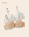 Brasier Balconette con Varillas y Relleno Suave - Kit 2 Piezas Nude + Blanco Copa Única Brasier Balconette