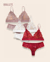 Conjunto De Lencería Sin Varillas Sin Relleno Orquídea – Compre 2 y Lleva 3 Rosa + Blanco + Rojo Talla Única Conjunto de Lencería