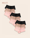 Panty Ice Silk Con Encaje Cintura Alta Palermo - Kit 9 Piezas 3x Negro + 3x Marrón + 3x Rosa Panties