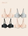 Brasier Push-Up Con Varillas Campánula - Kit 4 Piezas 2x Nude + Gris + Negro Brasier Push-Up