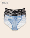 Panty Con Encaje Cintura Regular Verona - Kit 3 Piezas 2x Negro + Azul Panties