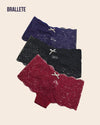 Panty Con Encaje Cintura Regular Camellia - Kit 3 Piezas Negro + Azul + Rojo Panties