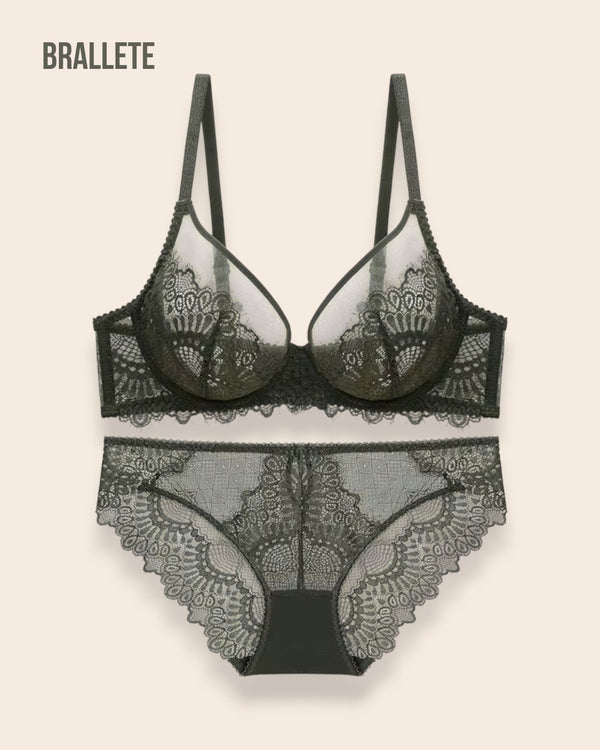 Conjunto Lencería Sin Relleno Margarita - Brallete Verde Conjunto de Lencería