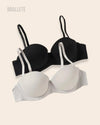 Brasier Balconette con Varillas y Relleno Suave - Kit 2 Piezas Gris + Negro Copa Única Brasier Balconette