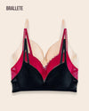 Brasier Bralette Sin Varillas Venecia - Compra 2 y Lleva 3 Nude + Rojo + Negro Brasier Bralette