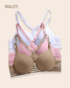 Brasier Push-Up Con Cierre Frontal Florisel - Compra 2 y Lleva 3 Blanco + Rosa + Marrón Brasier Push-Up