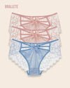 Panty Con Encaje Cintura Regular Verona - Kit 3 Piezas 2x Rosa + Azul Panties