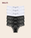 Panties Con Encaje Cintura Baja Iris - Compra 3 y Lleva 6 3x Blancas + 3x Negras Panties