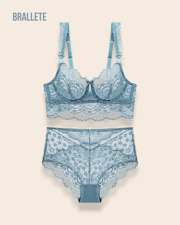 Conjunto Lencería Sin Relleno Valmira - Brallete Azul Conjunto de Lencería
