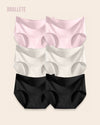 Panties Sin Costuras Cintura Alta Cianita - Kit 6 Piezas Rosa + Nude + Negro Panties