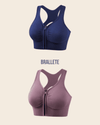 Brasier Deportivo con Cierre Frontal y Relleno Removible - Kit 2 Brasieres Morado + Azul Talla de Copa única Brasier Deportivo