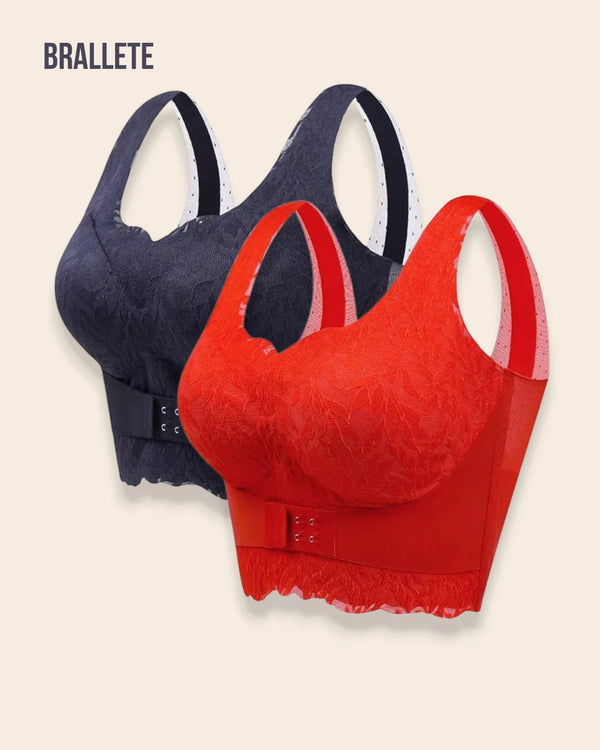 Brasier Longline Con Encaje Sin Varillas – Compra 1 y Llévate 2 Negro + Rojo Brasier Longline