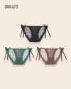 Panty Con Encaje Cintura Regular Seychelles - Kit 3 Piezas Negro + Verde + Marrón Panties